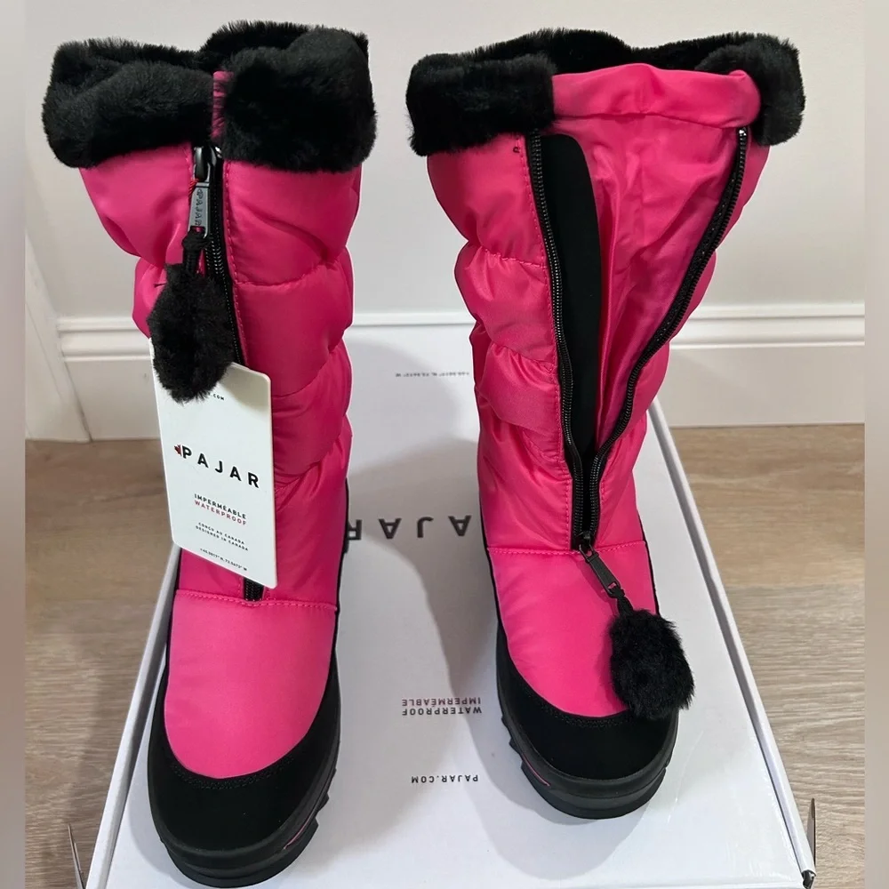 Pajar Canada Toboggan 2.0 Tall Zip Pink Barbiecore Snow Boot Sz 7 and 11 NWT